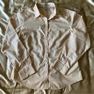 LL Bean Shirt Womens Size S Yellow Floral Button Up Wrinkle Resistant Cotton A09